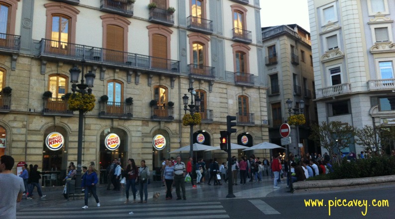 Puerta Real Granada city Christmas shopping oldest bars